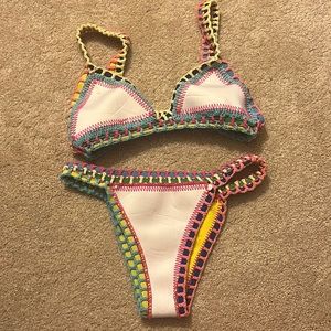Knit bikini size small. So cute and from a boutique in NC.